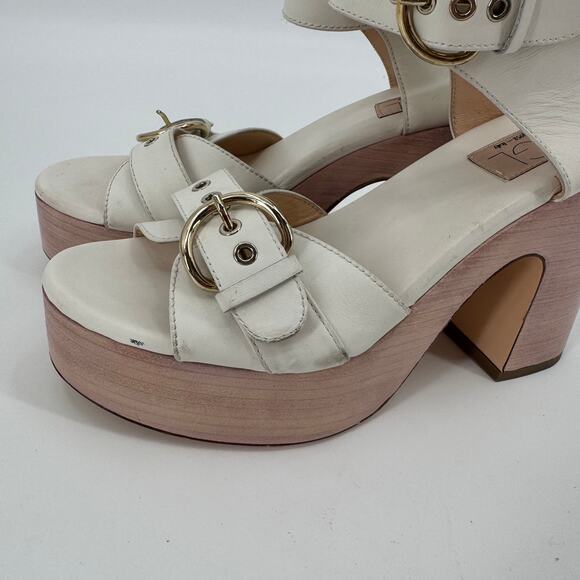 AGL White Women's Sista Double Buckle Platform Heel Sandals Size EU 39 US 9 - Picture 5 of 9